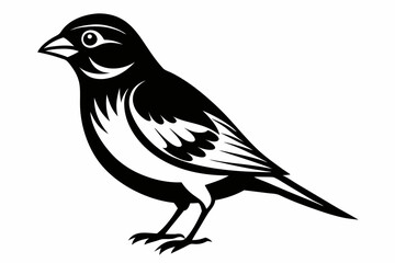 finch bird line art silhouette vector illustration