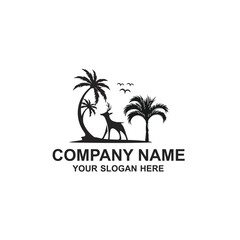 silhouette of deer and tree logo illustration