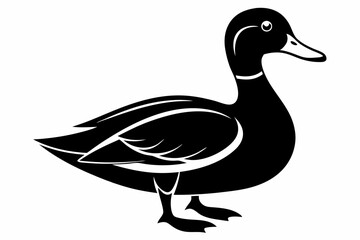 mallard duck line art silhouette vector illustration