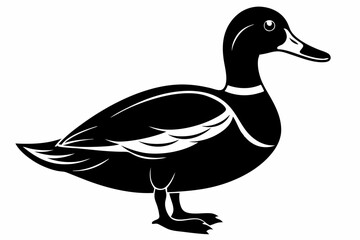 mallard duck line art silhouette vector illustration