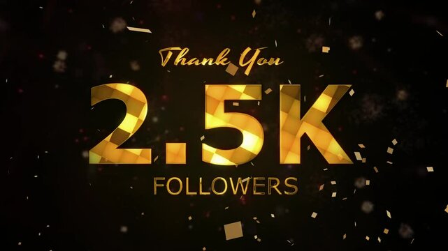 2.5K Followers celebration animation, 2500 followers thank you video, fireworks, confetti party effects, social media milestone motion graphics animation, Celebrating 2.5K followers