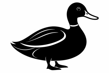 mallard duck line art silhouette vector illustration
