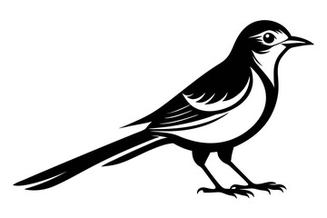 mockingbird line art silhouette vector illustration
