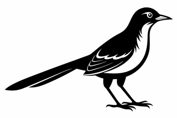 mockingbird line art silhouette vector illustration