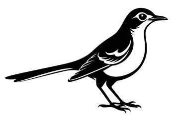 mockingbird line art silhouette vector illustration