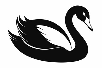 mute swan line art silhouette vector illustration