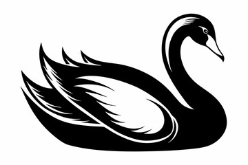 mute swan line art silhouette vector illustration
