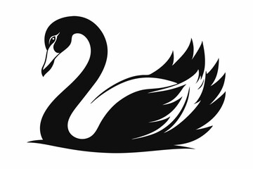 mute swan line art silhouette vector illustration