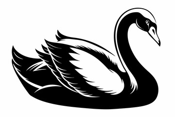 mute swan line art silhouette vector illustration