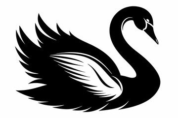 Obraz premium mute swan line art silhouette vector illustration