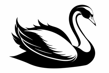 mute swan line art silhouette vector illustration