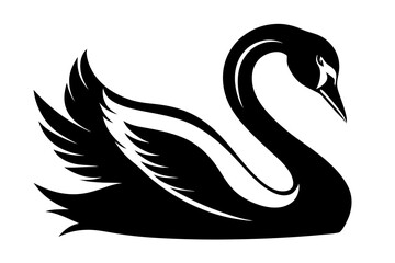 mute swan line art silhouette vector illustration