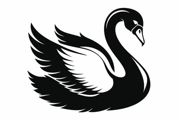 Obraz premium mute swan line art silhouette vector illustration