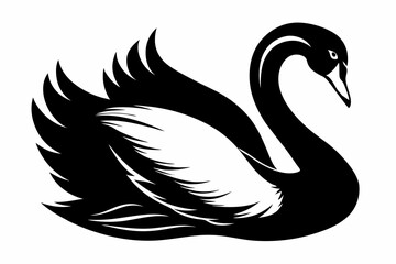 mute swan line art silhouette vector illustration