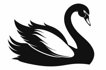 mute swan line art silhouette vector illustration