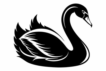 mute swan line art silhouette vector illustration