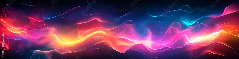 Poster abstract neon energy waves: captivating abstract illustration featuring vibrant neon energy waves in