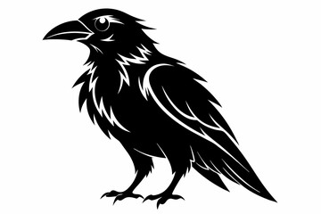 raven line art silhouette vector illustration