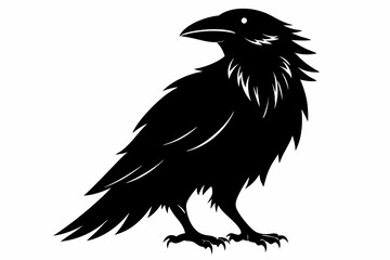 raven line art silhouette vector illustration