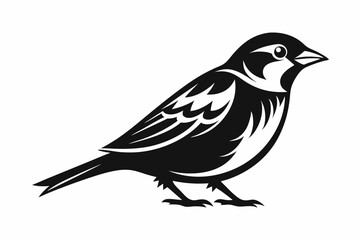 sparrow line art silhouette vector illustration