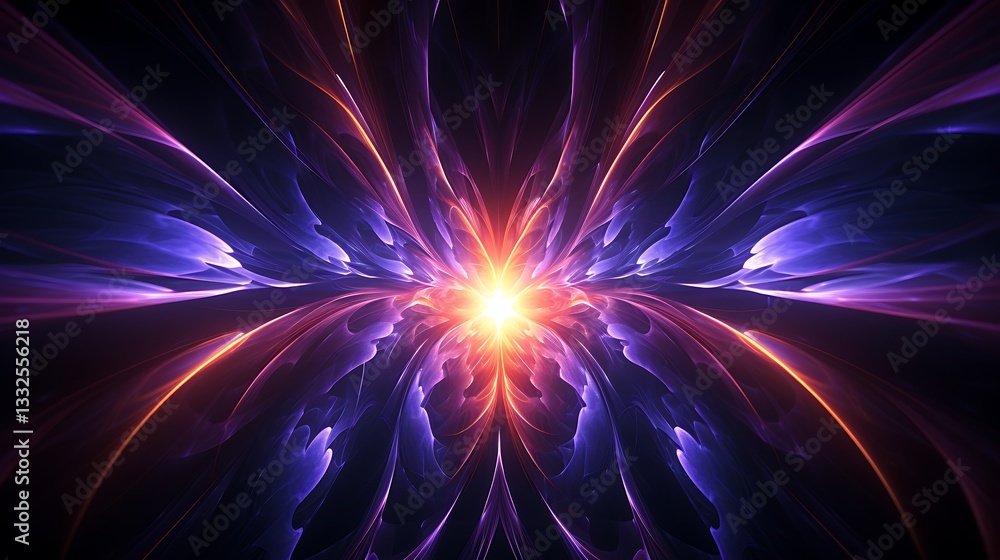 Poster celestial burst: an abstract illustration capturing the brilliance of a star, with vibrant colors an
