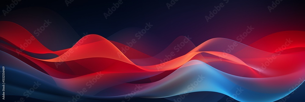 Poster abstract flowing waves: a vibrant display of abstract flowing waves in red, blue, and orange hues cr