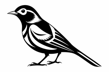 warbler bird line art silhouette vector illustration
