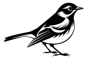 Obraz premium warbler bird line art silhouette vector illustration