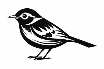 warbler bird line art silhouette vector illustration