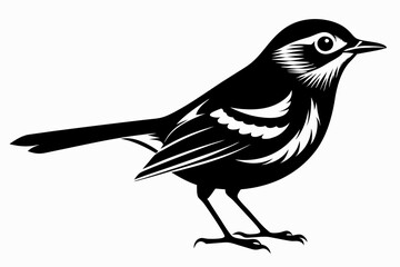 warbler bird line art silhouette vector illustration