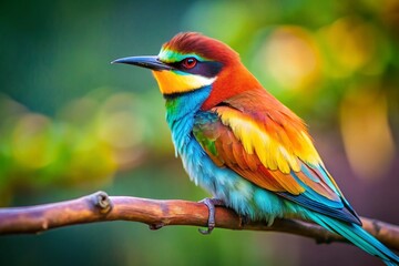 Obraz premium Vibrant Bird on Branch: Colorful Feathers, Nature Photography