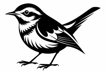 warbler bird line art silhouette vector illustration
