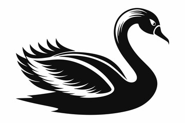 whooper swan line art silhouette vector illustration