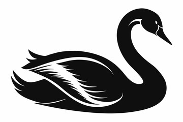 Obraz premium whooper swan line art silhouette vector illustration