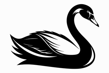 whooper swan line art silhouette vector illustration