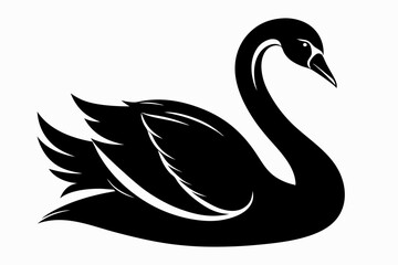 whooper swan line art silhouette vector illustration