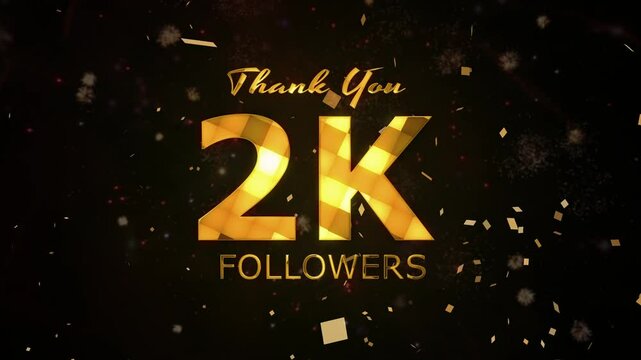 2K Followers celebration animation, 2000 followers thank you video, fireworks, confetti party effects, social media milestone motion graphics animation, Celebrating 2K followers