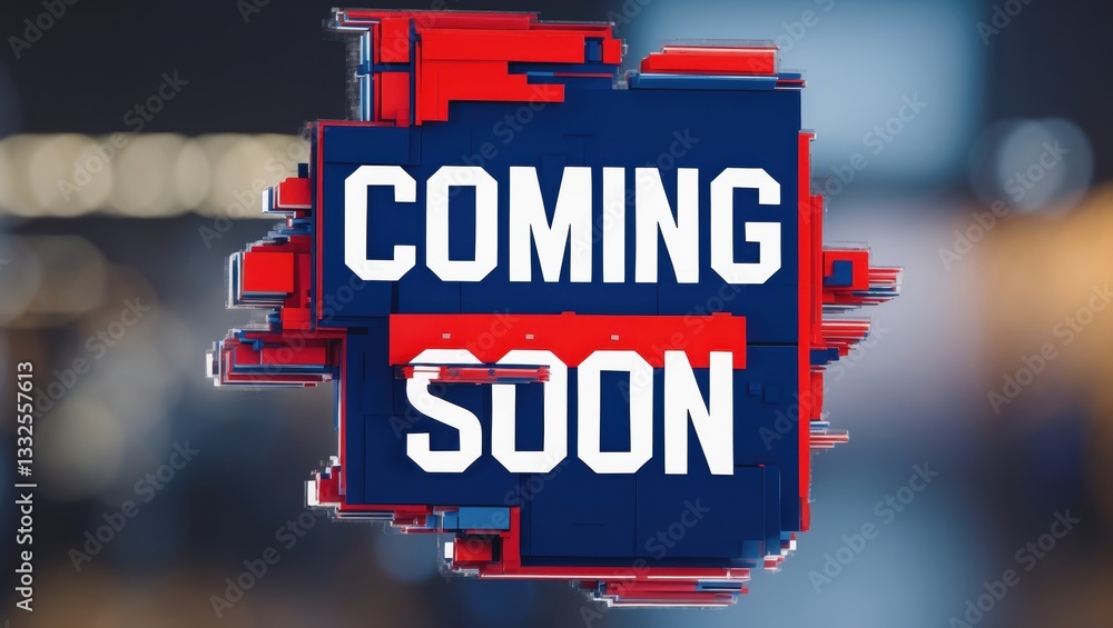 Poster a colorful graphic representation of the phrase 'coming soon' featured prominently against an abstra