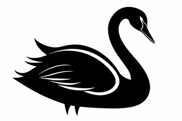 whooper swan line art silhouette vector illustration