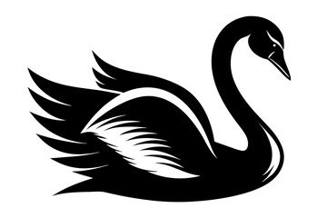 whooper swan line art silhouette vector illustration