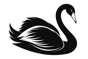 whooper swan line art silhouette vector illustration