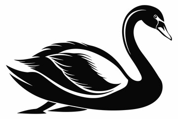 whooper swan line art silhouette vector illustration