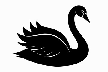 whooper swan line art silhouette vector illustration