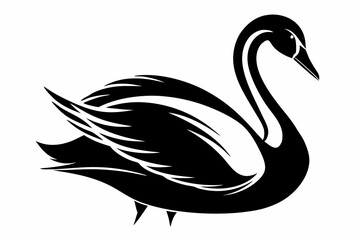 whooper swan line art silhouette vector illustration