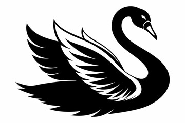 whooper swan line art silhouette vector illustration