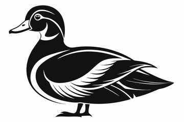 wood duck line art silhouette vector illustration