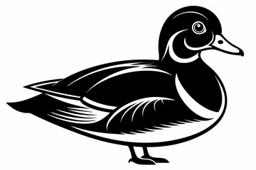 wood duck line art silhouette vector illustration