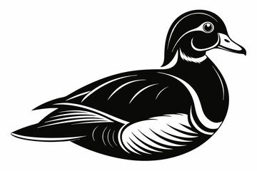 wood duck line art silhouette vector illustration