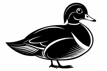 wood duck line art silhouette vector illustration