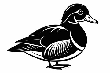 wood duck line art silhouette vector illustration